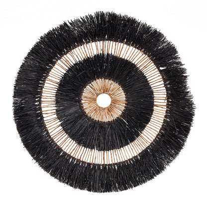 Runde Wanddeko aus Palmenblatt, schwarz - 110 cm