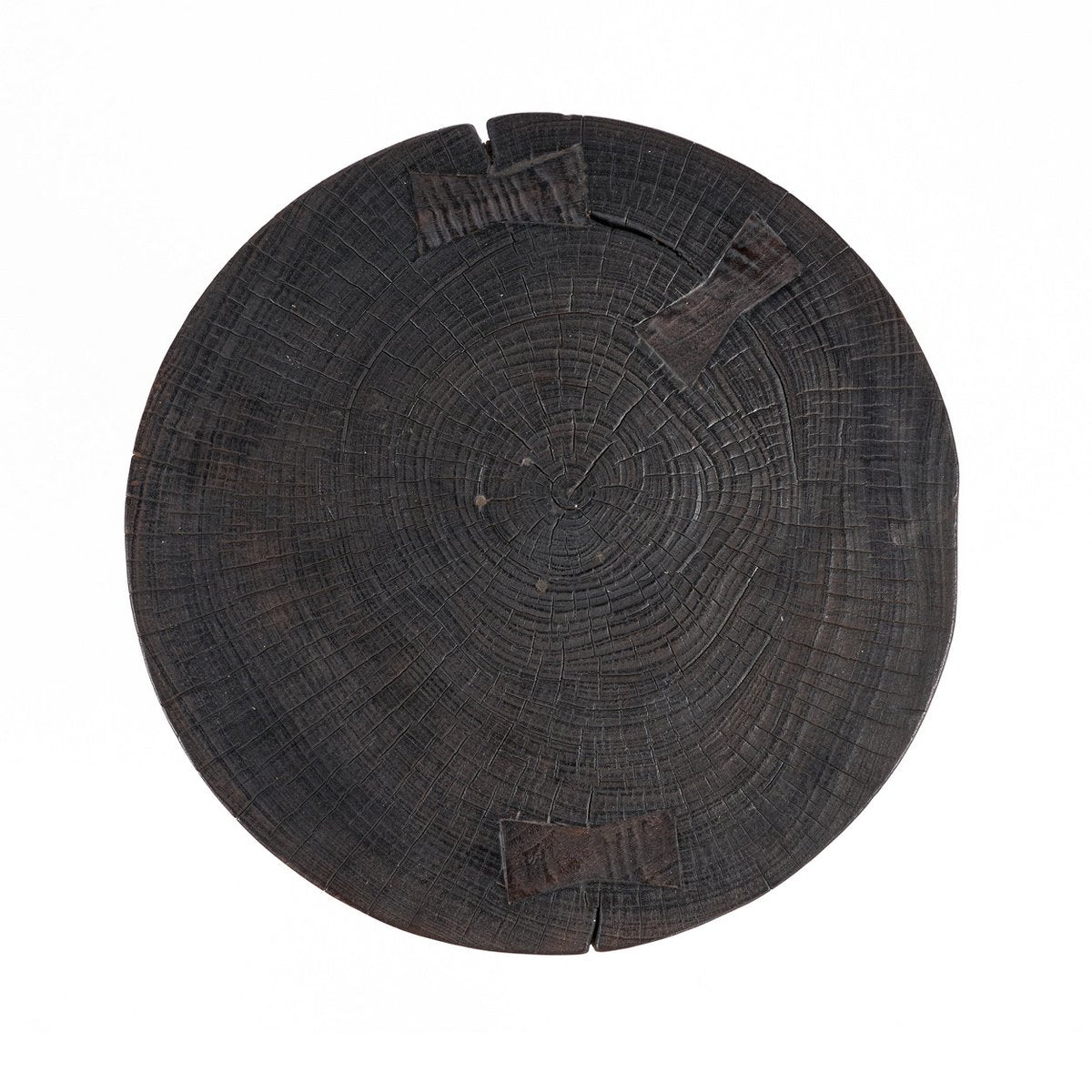 Wood side table, dark walnut, 50 cm - drum form