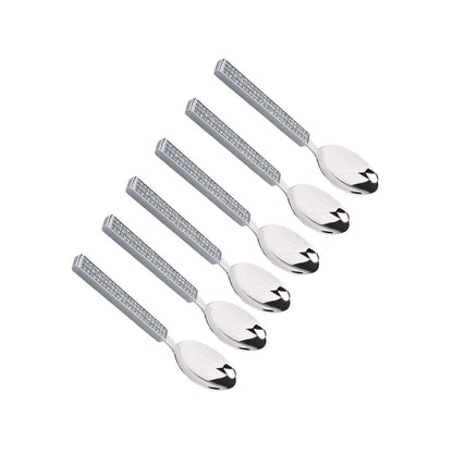 Steel dessert spoons, set of 6 - silver