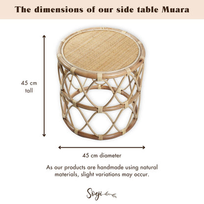 Natural rattan side table Muara beige Ø45 cm - handwoven