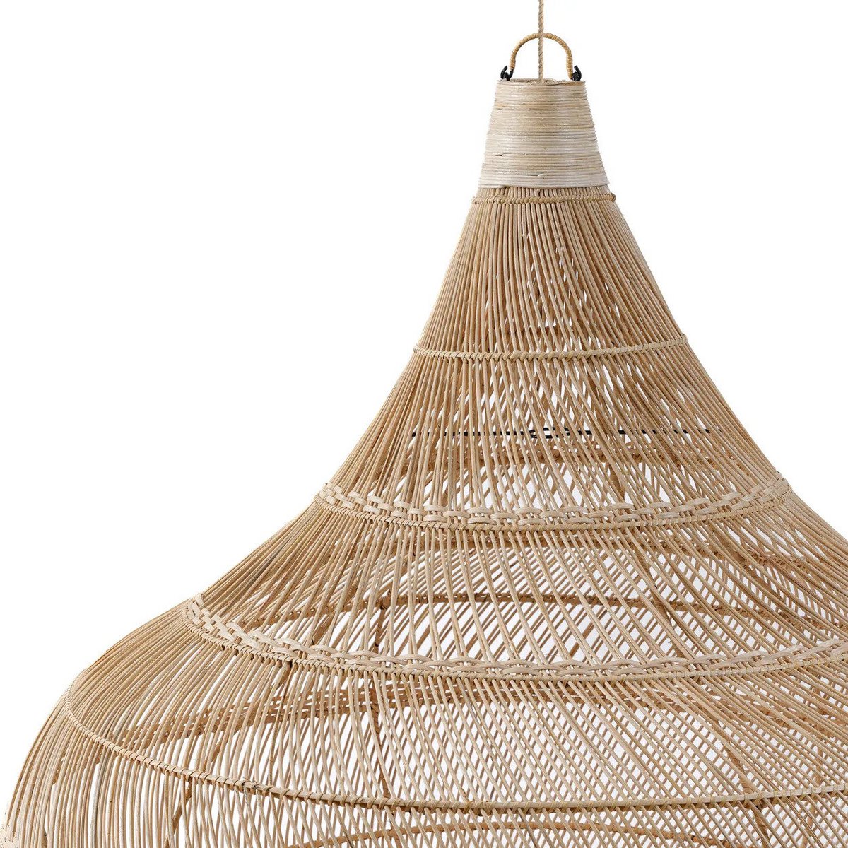 Rattan-Pendelleuchte XL – offen gewebt, handgeflochten