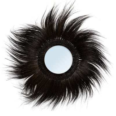 Round mirror with grass frame, 100 cm - Black