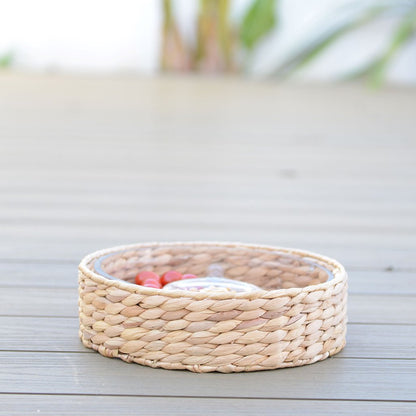 Aperitifsæt i glas og rattan 28 × 28 cm - 3 rum