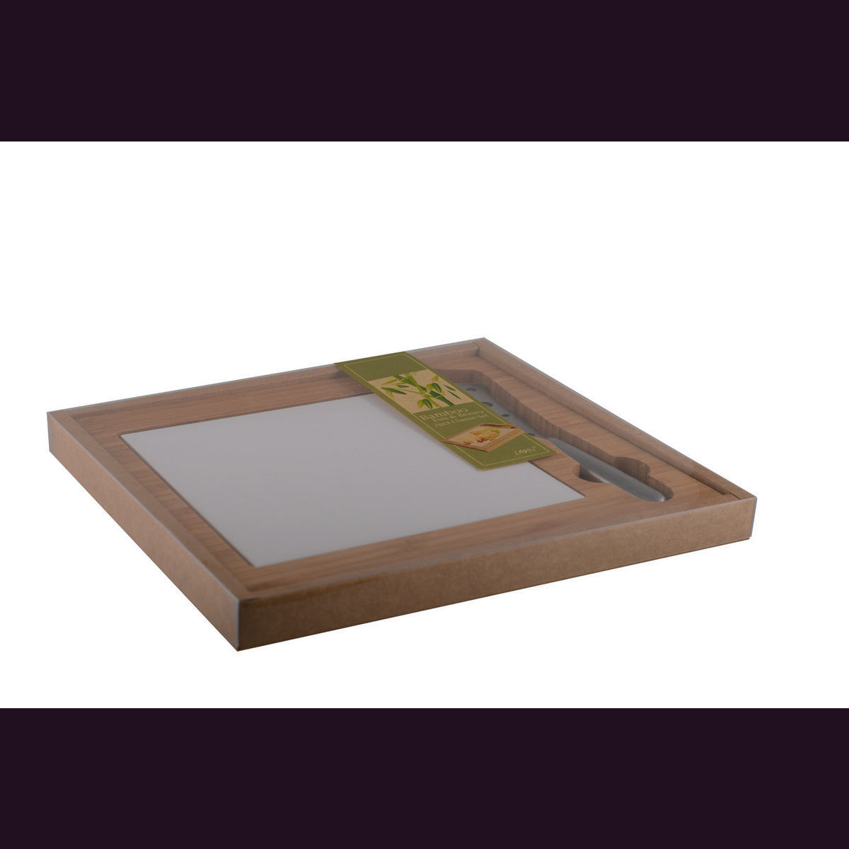 Bamboo cheese board with porcelain and stainless steel – 29 cm
