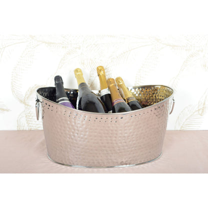 Hamret sølvfarvet champagnekøler i metal 49 × 35 cm