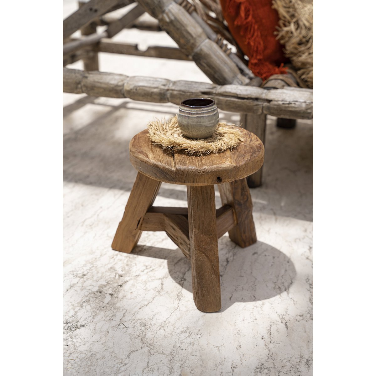 Wood stool, 37 × 33 cm - Natural (M)