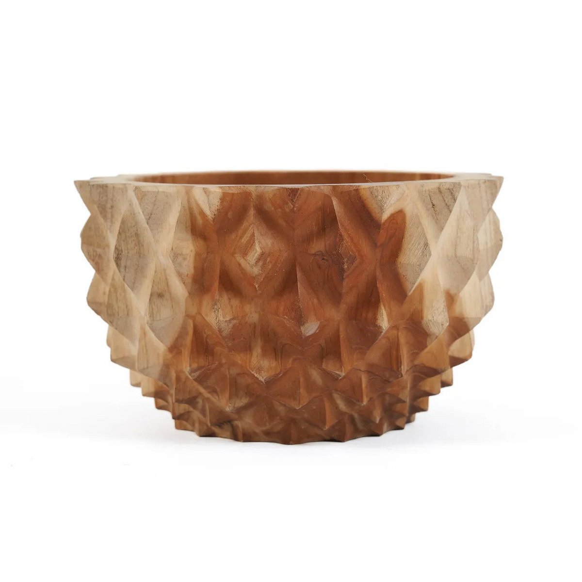 Teak root wood bowl S, durian-inspired - 15 cm