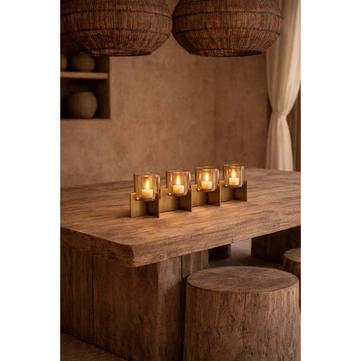Quarta candle holder, solid brass - 4-arm