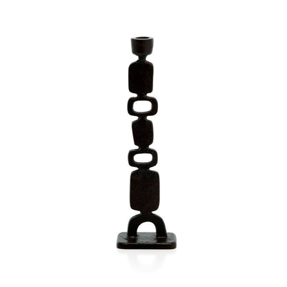 Totemo candle holder, recycled aluminum, matte black - L