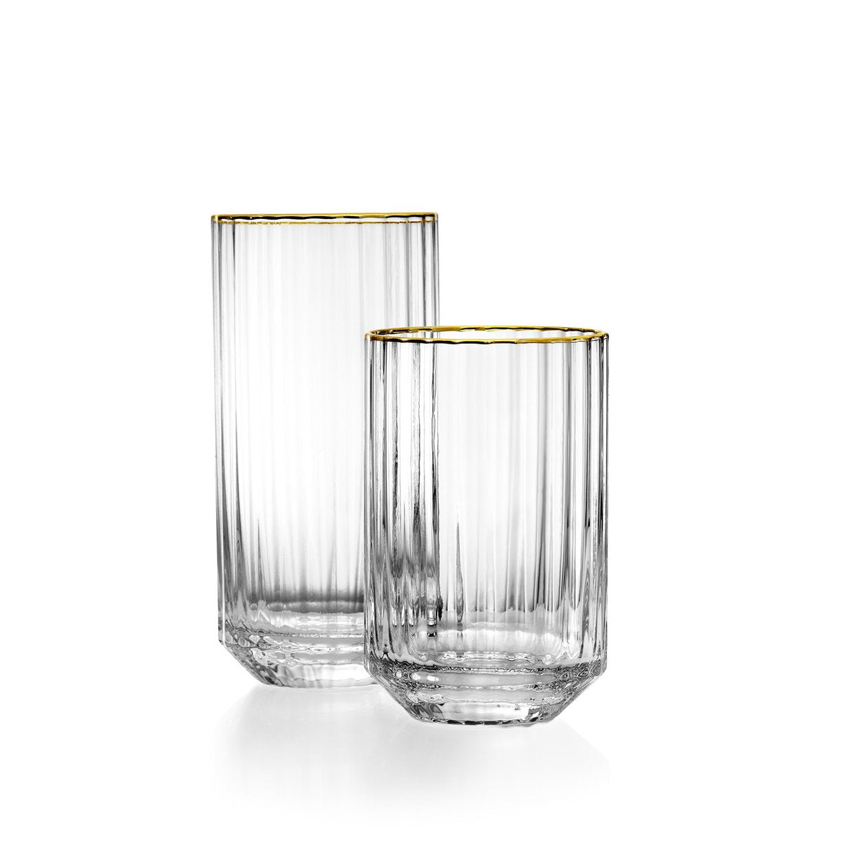 Recycled glass highball - Gold rim - 14 cm