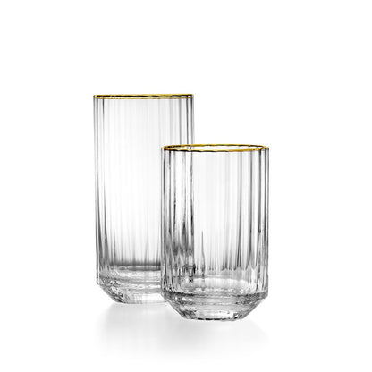 Recycled glass highball - Gold rim - 14 cm