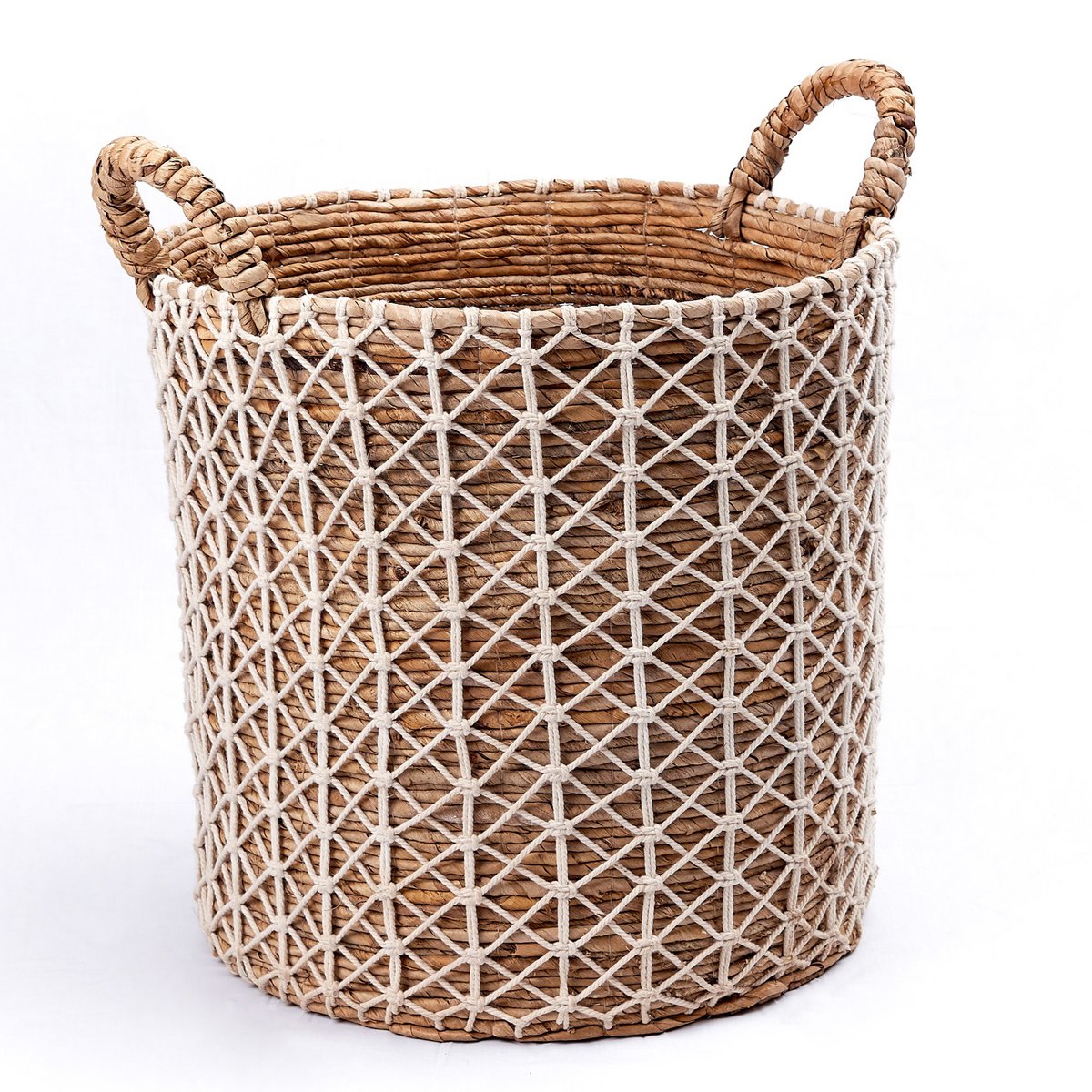 Korb Kerso M aus Baumwolle und Jute – Ø 35 cm, 40 cm hoch