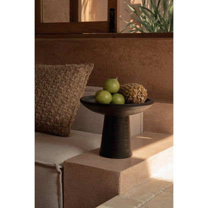 Mango wood pedestal tray - Black, 35 cm