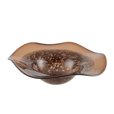 Große braune Glasschale, 40 × 40 cm – flach