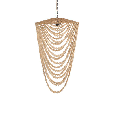 Wooden bead chandelier - Natural, large