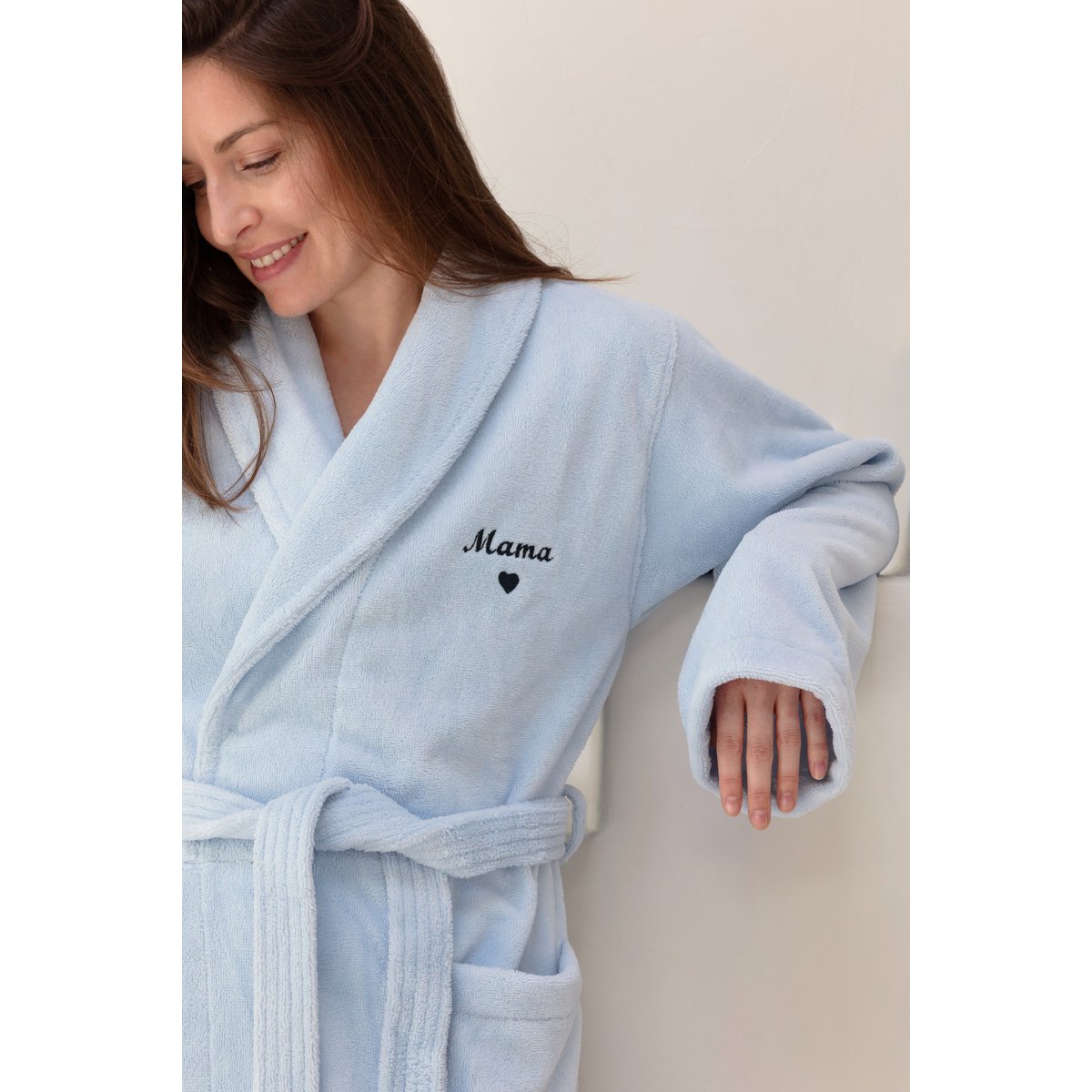 Teddy bathrobe sky blue – M