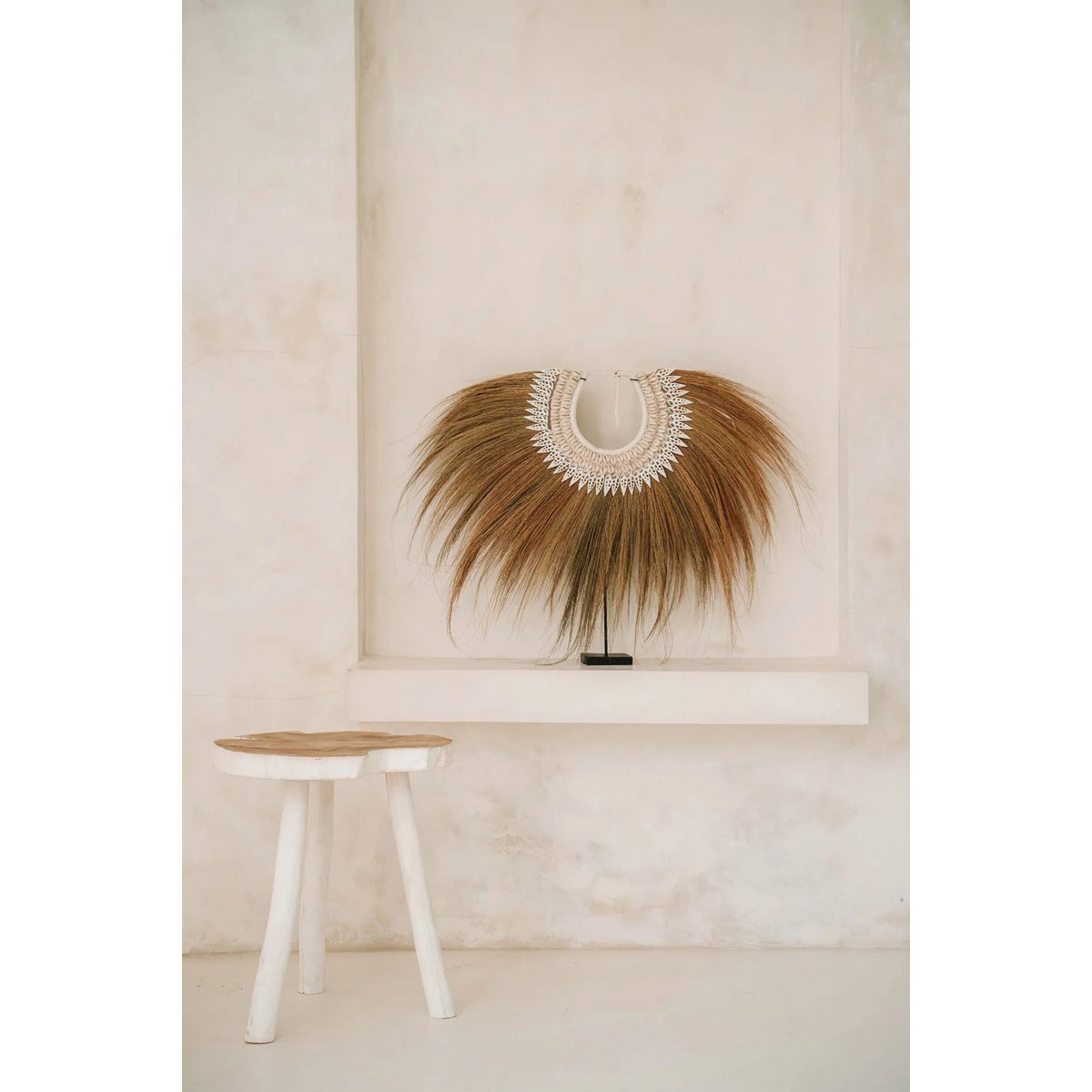 Organic wood side table 45×40 cm - natural white, Indonesia