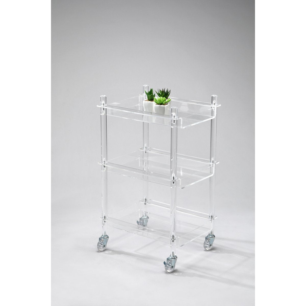 Acrylic rolling cart - 40.5 x 30.5 x 60.5 cm