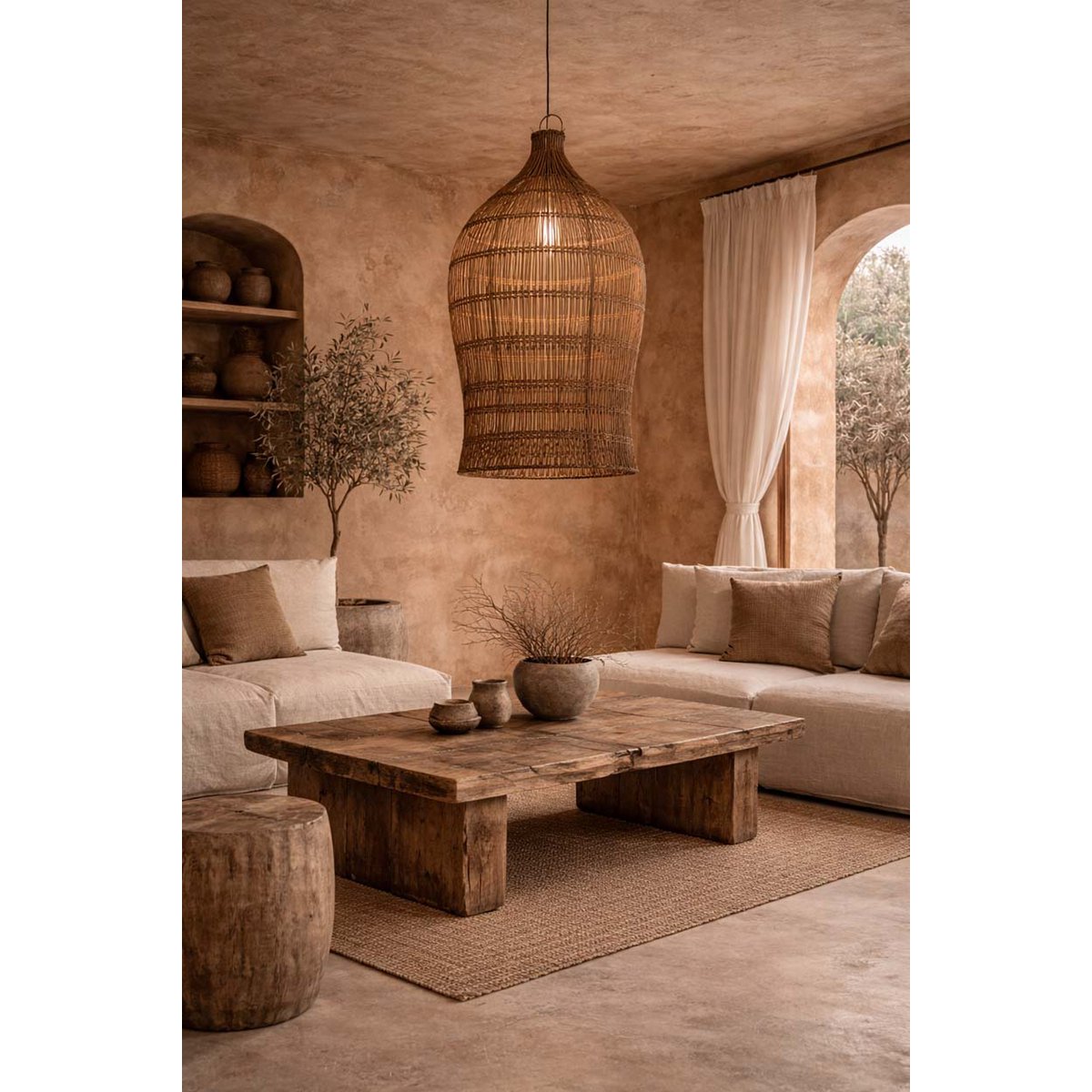 Woven Bell pendant - Dark walnut - XL