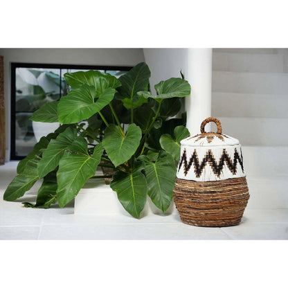 Palm leaf storage basket 44 × 47 cm - natural white