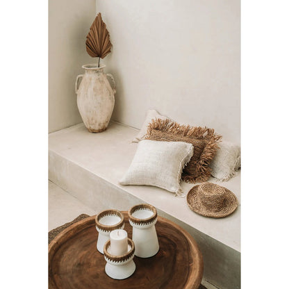 Hand-dyed cotton cushion cover, 40×40 cm - cream