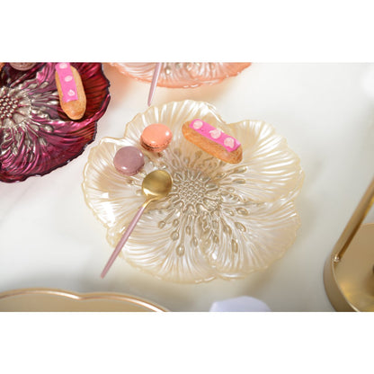 Dessertteller „Glasblume“, Vanille & Gold – 21 cm