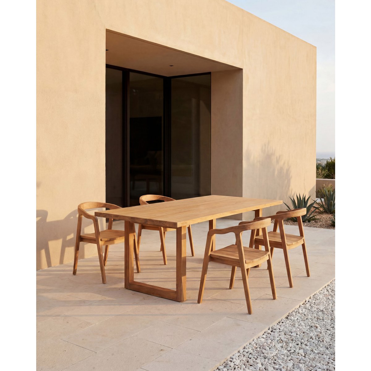 Teak dining table, 180 cm - natural wood