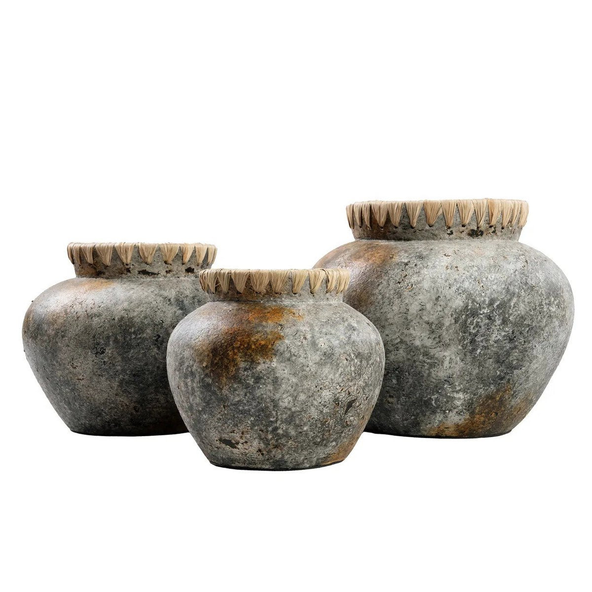 Terracotta vase in antique grey - large