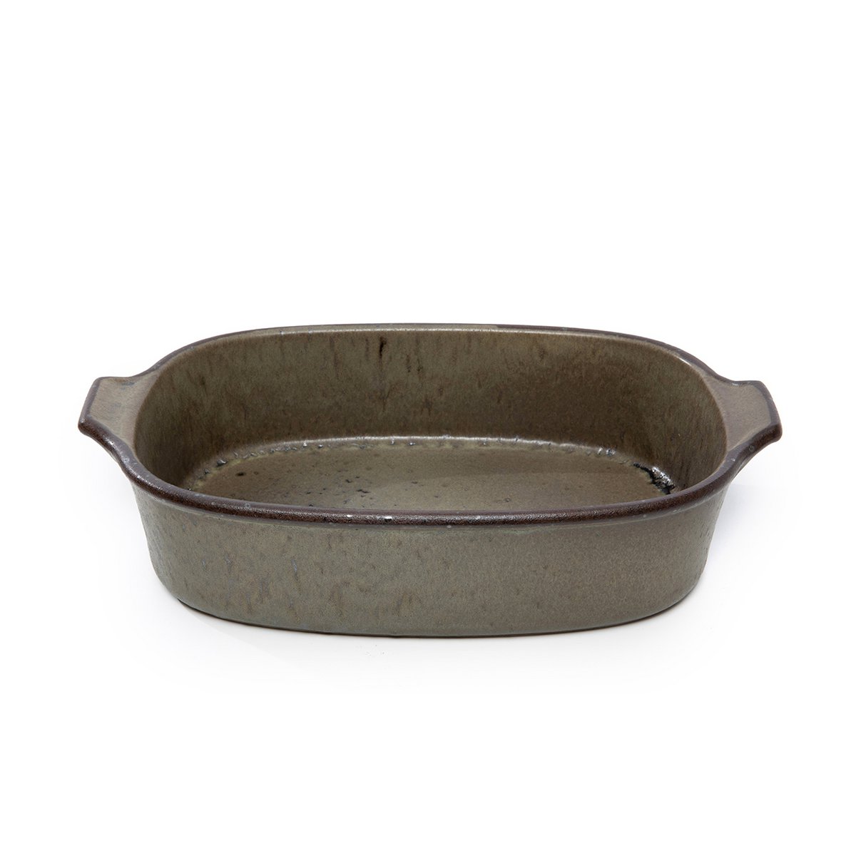Green stoneware oven tray 29 × 19 cm - oven-safe, Portugal