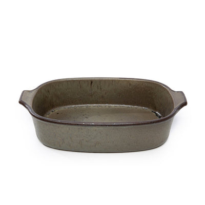 Green stoneware oven tray 29 × 19 cm - oven-safe, Portugal
