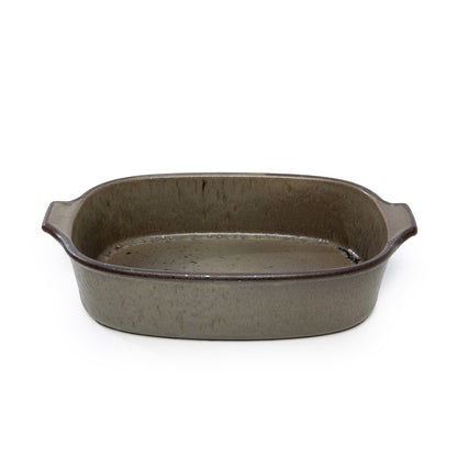 Green stoneware oven tray 29 × 19 cm - oven-safe, Portugal