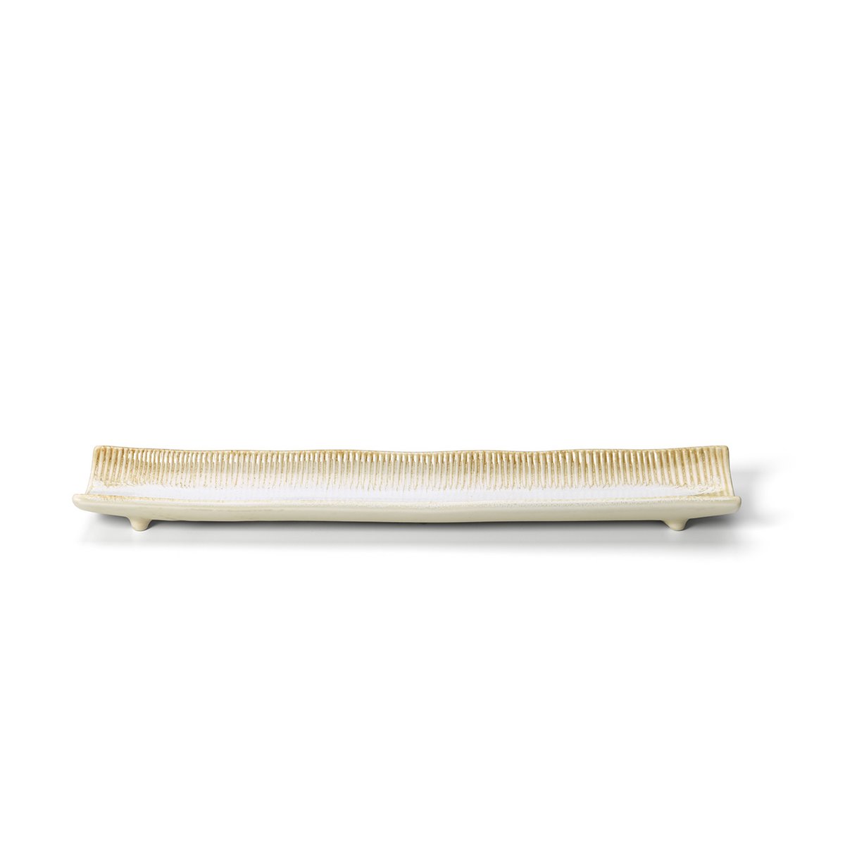 Keramisk langt fad 39×8 cm - beige