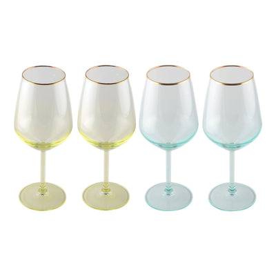 Glass wine glasses with gold trim - set of 4