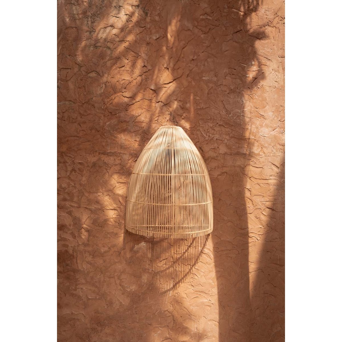 Rattan wall shade, 55 cm - beige semi-conical dome