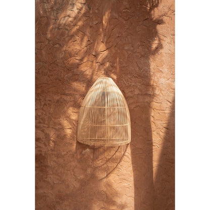 Rattan wall shade, 55 cm - beige semi-conical dome