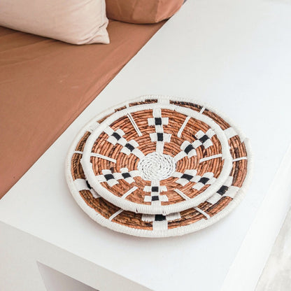Seagrass & cotton wall basket Taman 40 cm – geometric