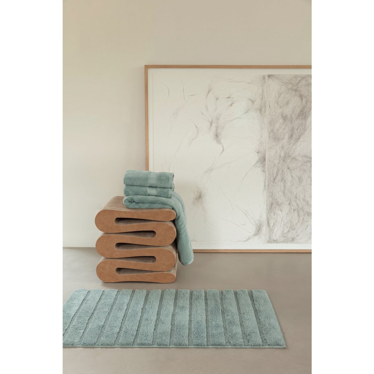 Badekåbemåtte i bomuld, havgrøn – 60 × 100 cm