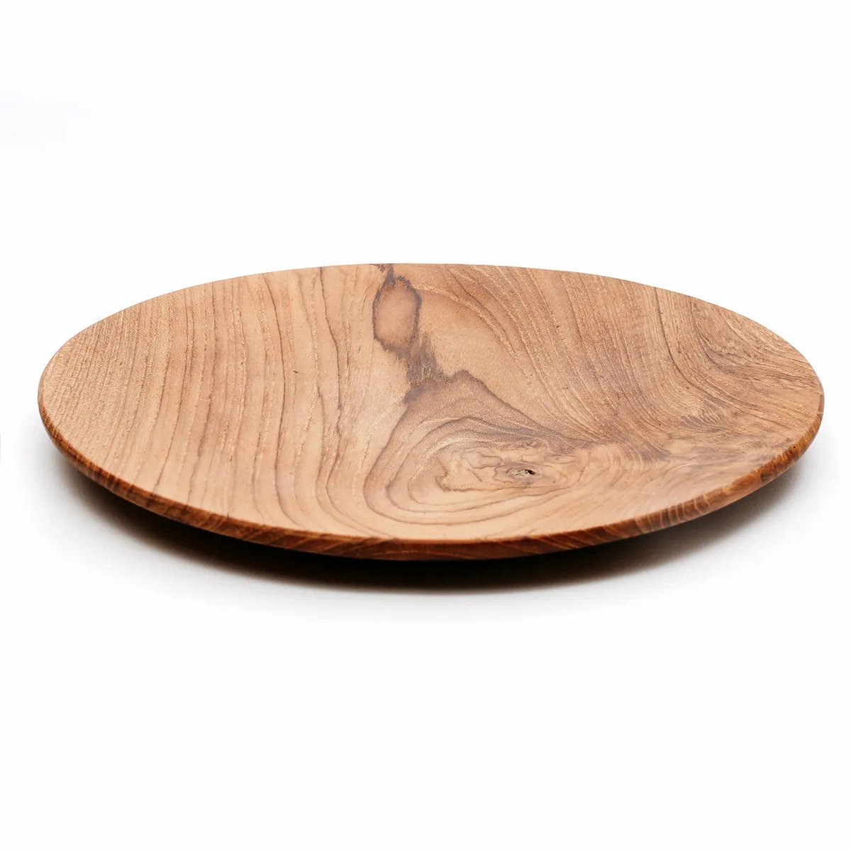 Teak round plate, 30 cm - natural grain
