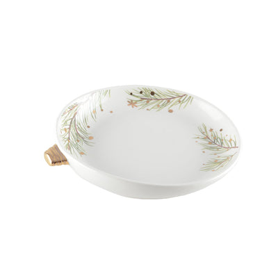 Ceramic Christmas bauble bowl - green, gold 19.5cm