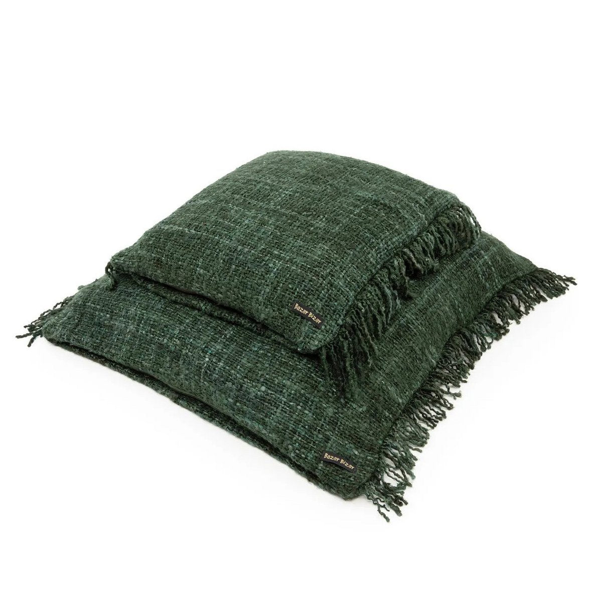 Cotton cushion cover 60×60 cm - forest green, made in India