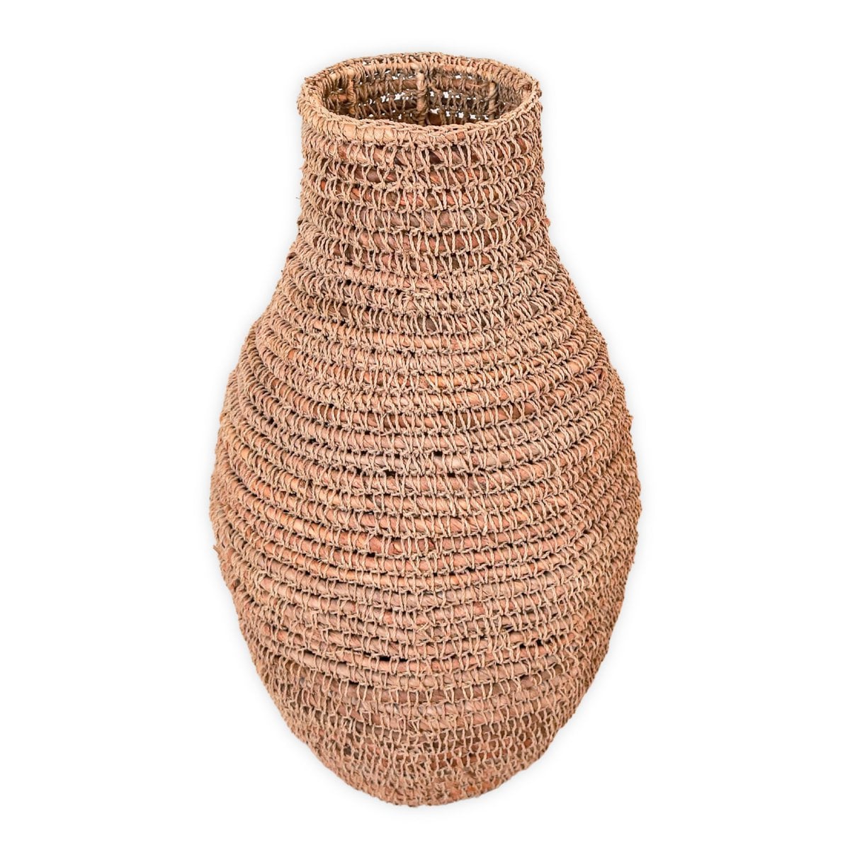 Banana fibre, raffia & jute vase SAKRA - beige, brown & green