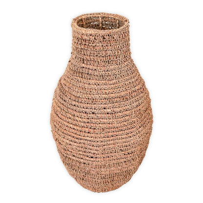 Banana fibre, raffia & jute vase SAKRA - beige, brown & green