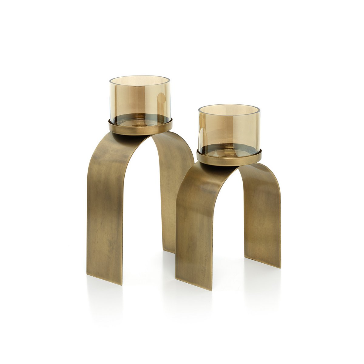 Bow Glow tealight holder, brass - set of 2