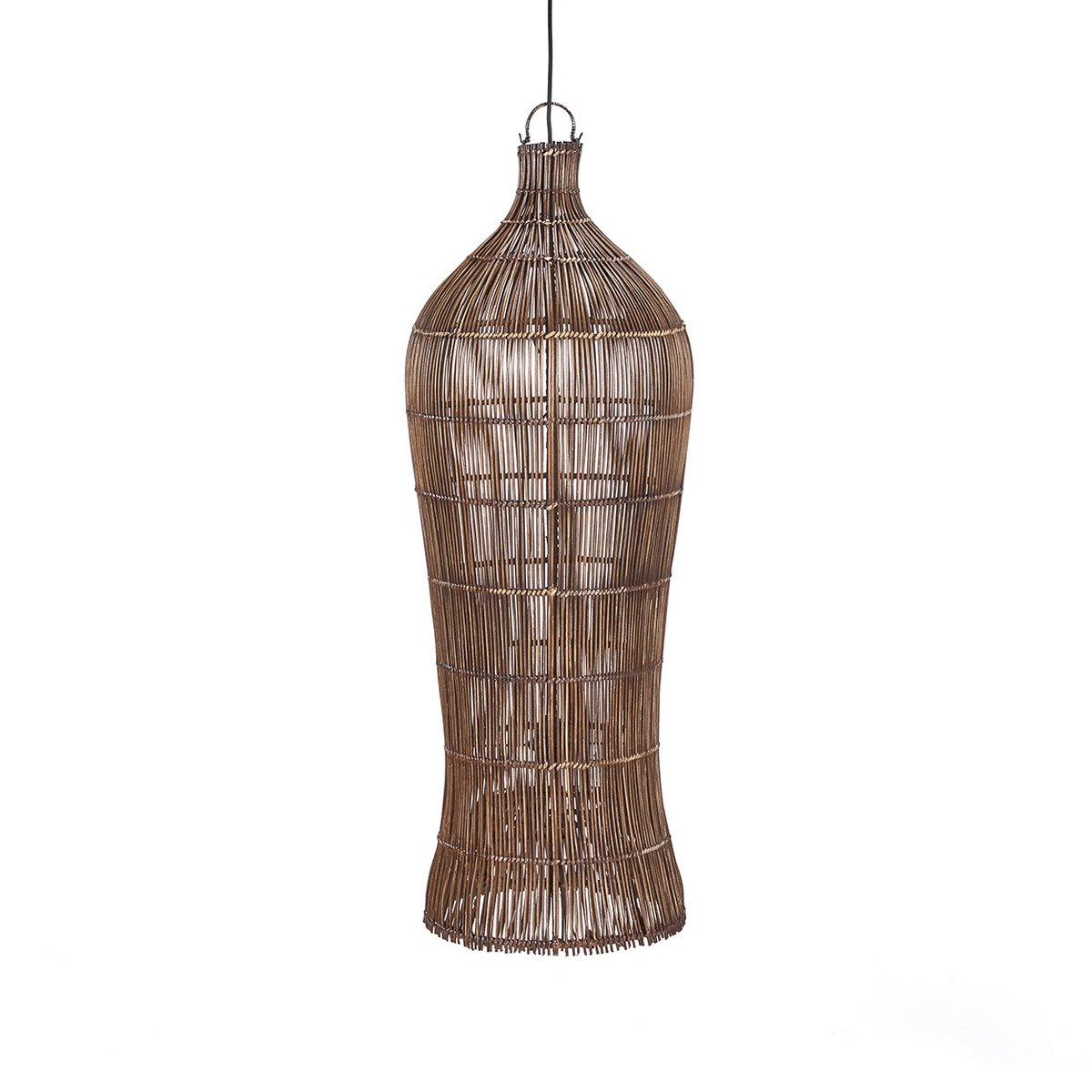 Bamboo tower pendant light 102 cm - dark walnut