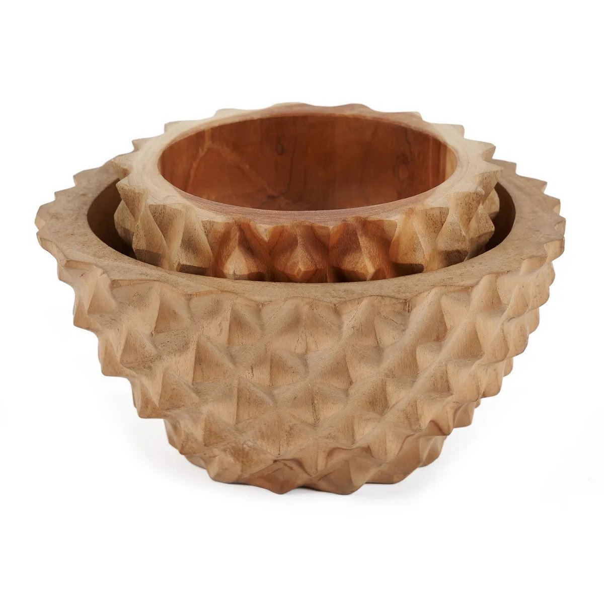 Teak root wood bowl S, durian-inspired - 15 cm