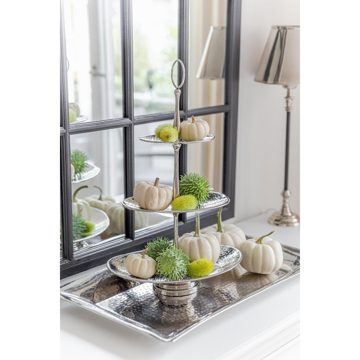 Gulf tiered stand, stainless steel, 49cm
