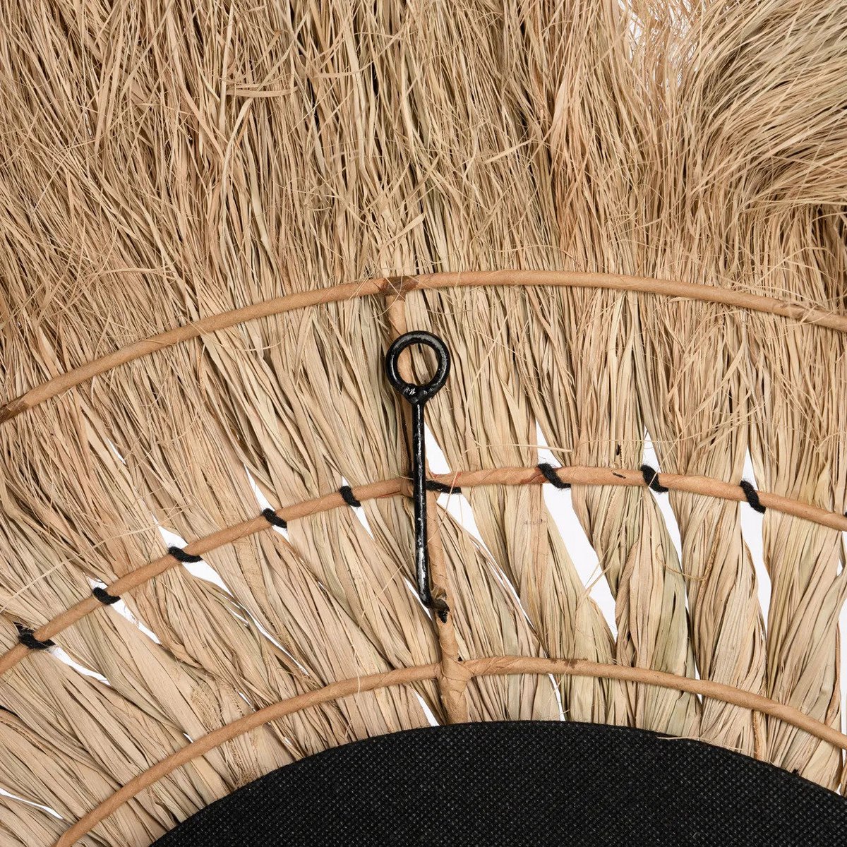 Rattan wall mirror, round, 90cm - Natural blonde