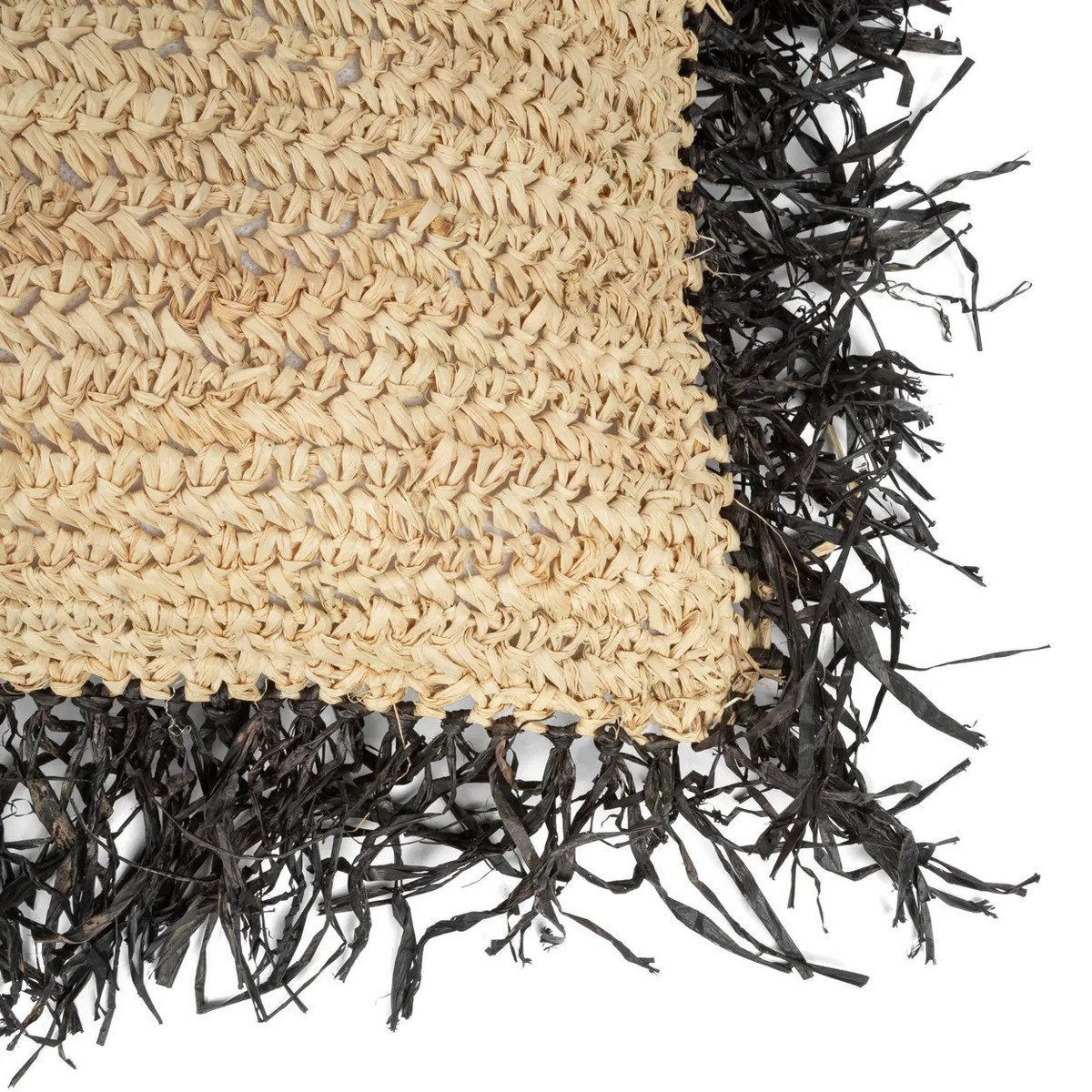 Raffia cushion cover 60×60 cm - natural black, made in Indonesia