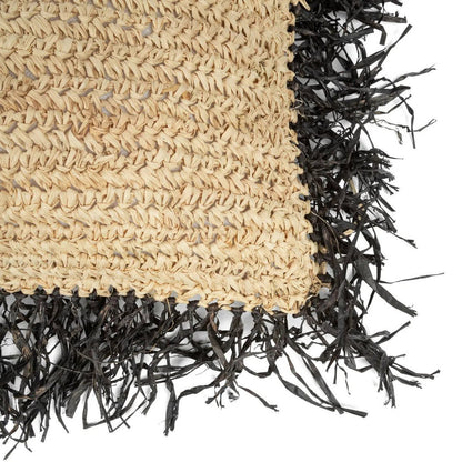 Raffia cushion cover 60×60 cm - natural black, made in Indonesia