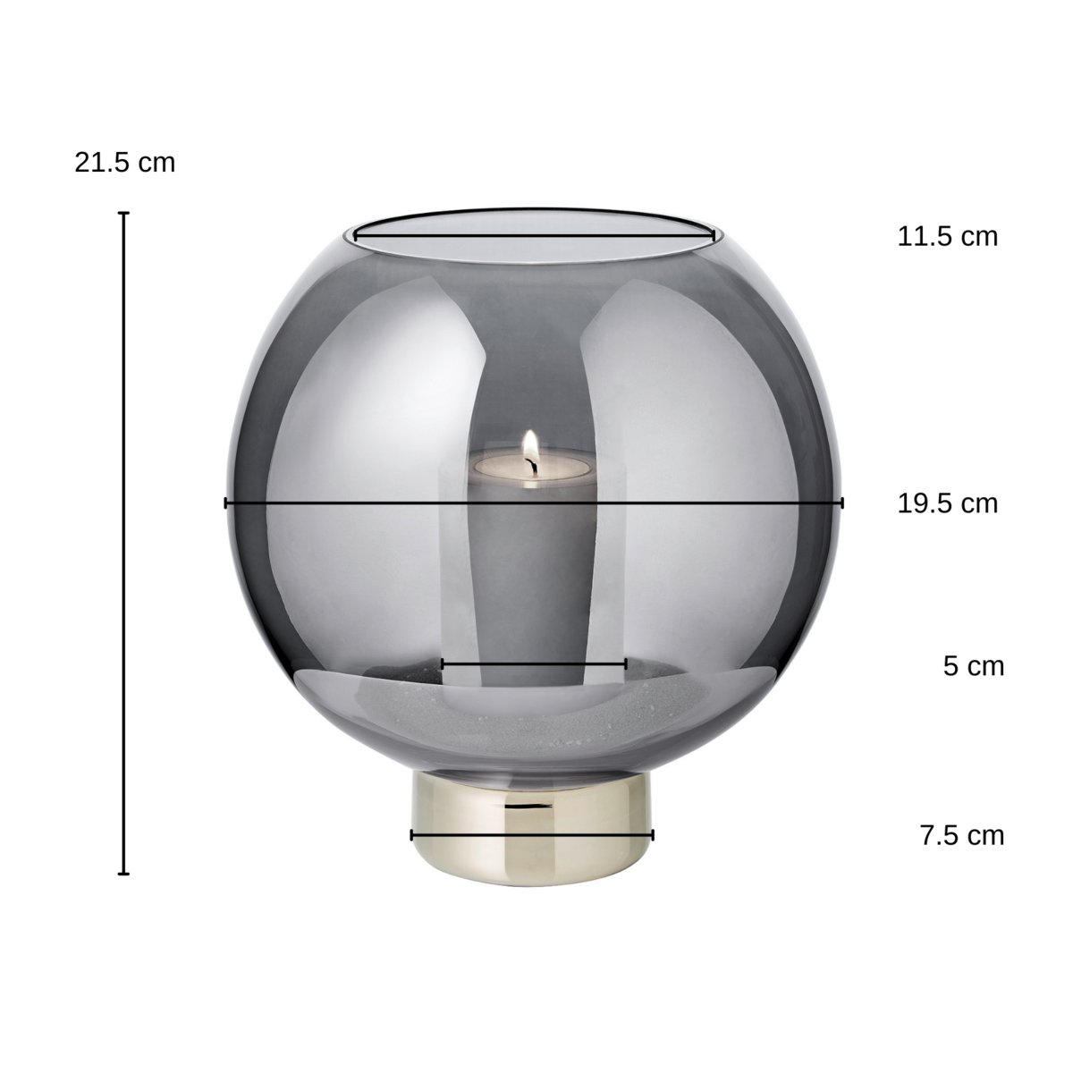 Jack lanterne mørk krystal med platinfod – 21 cm